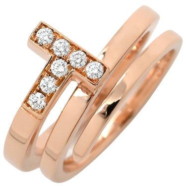 ティファニー Tiffany & Co Tスクエア ラップ ローズゴールド K18PG ダイヤモンド リング 指輪 ピンクゴールド AU750 18K 7石 7P ダイヤモンド 9号