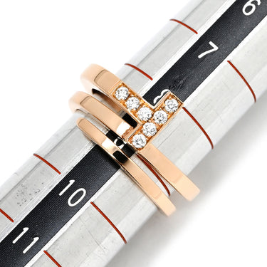 ティファニー Tiffany & Co Tスクエア ラップ ローズゴールド K18PG ダイヤモンド リング 指輪 ピンクゴールド AU750 18K 7石 7P ダイヤモンド 9号