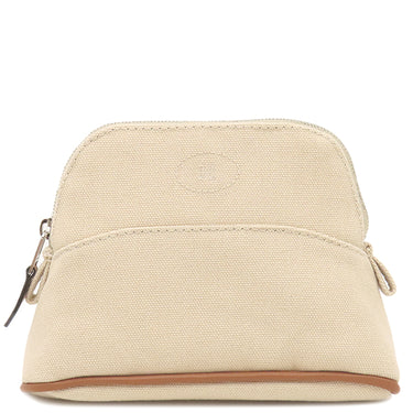 エルメス HERMES ボリードポーチ ミニミニ H104772M 01 ナチュラル×オレンジ コットン ポーチ シルバー金具 新品 未使用 オフホワイト