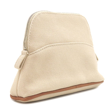 エルメス HERMES ボリードポーチ ミニミニ H104772M 01 ナチュラル×オレンジ コットン ポーチ シルバー金具 新品 未使用 オフホワイト