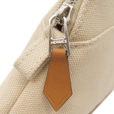 エルメス HERMES ボリードポーチ ミニミニ H104772M 01 ナチュラル×オレンジ コットン ポーチ シルバー金具 新品 未使用 オフホワイト
