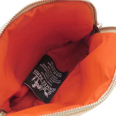エルメス HERMES ボリードポーチ ミニミニ H104772M 01 ナチュラル×オレンジ コットン ポーチ シルバー金具 新品 未使用 オフホワイト