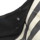 エルメス HERMES カンヌMM アイボリー×ブラック キャンバス トートバッグ シルバー金具 白 黒 ストライプ ポーチ付き