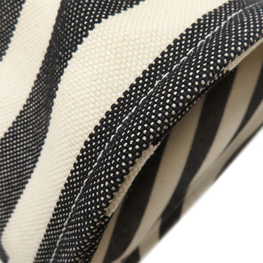 エルメス HERMES カンヌMM アイボリー×ブラック キャンバス トートバッグ シルバー金具 白 黒 ストライプ ポーチ付き