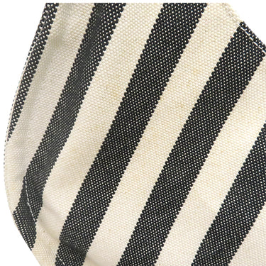 エルメス HERMES カンヌMM アイボリー×ブラック キャンバス トートバッグ シルバー金具 白 黒 ストライプ ポーチ付き