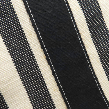 エルメス HERMES カンヌMM アイボリー×ブラック キャンバス トートバッグ シルバー金具 白 黒 ストライプ ポーチ付き