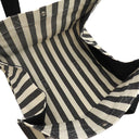 エルメス HERMES カンヌMM アイボリー×ブラック キャンバス トートバッグ シルバー金具 白 黒 ストライプ ポーチ付き