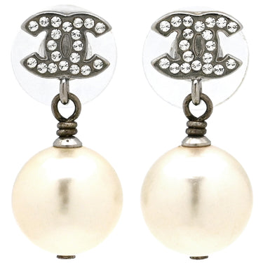 シャネル CHANEL ココマーク パール A36138 シルバー メタル フェイクパール ラインストーン ピアス CCマーク