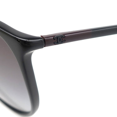 シャネル CHANEL ココマーク 55□17 5278-A ブラック プラスチック サングラス シルバー金具 ウェリントン グラデーション 黒