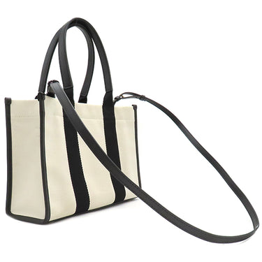 バレンシアガ BALENCIAGA ハードウェア スモール トート 671402 2HHAM 9260 ブラック×ナチュラル キャンバス レザー 2WAYバッグ ゴールド金具 ハンドバッグ ショルダー 黒 オフホワイト