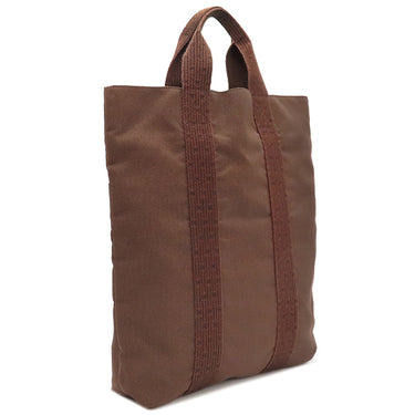 エルメス HERMES エールライン カバス ブラウン キャンバス トートバッグ シルバー金具 茶