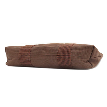 エルメス HERMES エールライン カバス ブラウン キャンバス トートバッグ シルバー金具 茶