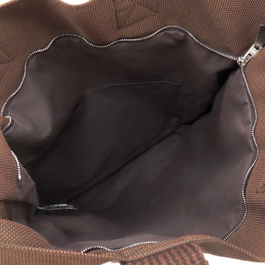 エルメス HERMES エールライン カバス ブラウン キャンバス トートバッグ シルバー金具 茶
