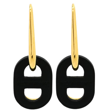 エルメス HERMES オーマイヨン PM ブラックXゴールド GP スイフト ピアス ゴールド金具 シェーヌダンクル