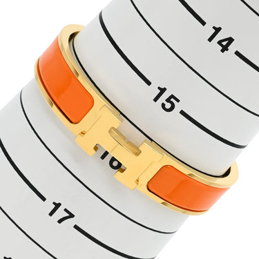 エルメス HERMES クリックH PM オレンジ×ゴールド GP エナメル ブレスレット Hブレス
