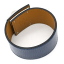 エルメス HERMES ケリードッグ ブルー×シルバー リザード メタル バングル シルバー金具 ブレスレット 大型メタルバックル