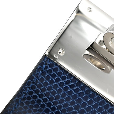 エルメス HERMES ケリードッグ ブルー×シルバー リザード メタル バングル シルバー金具 ブレスレット 大型メタルバックル