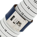 エルメス HERMES ケリードッグ ブルー×シルバー リザード メタル バングル シルバー金具 ブレスレット 大型メタルバックル