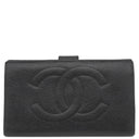 シャネル CHANEL ココマーク がま口 A01429 黒 ラムスキン キャビアスキン 長財布 ゴールド金具 黒 二つ折り