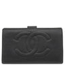 シャネル CHANEL ココマーク がま口 A01429 黒 ラムスキン キャビアスキン 長財布 ゴールド金具 黒 二つ折り