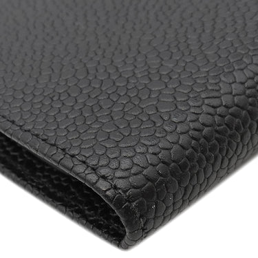 シャネル CHANEL ココマーク がま口 A01429 黒 ラムスキン キャビアスキン 長財布 ゴールド金具 黒 二つ折り
