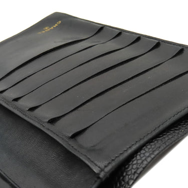 シャネル CHANEL ココマーク がま口 A01429 黒 ラムスキン キャビアスキン 長財布 ゴールド金具 黒 二つ折り