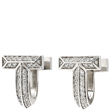 ティファニー Tiffany & Co Tワン ダイヤ ホワイトゴールド K18WG ダイヤモンド ピアス 750WG 18金 ハーフパヴェ