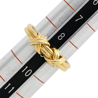 ティファニー Tiffany & Co ダブルシグネチャー イエローゴールド K18YG リング 指輪 750 18K 9号