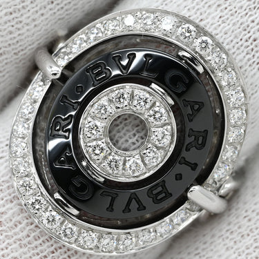 ブルガリ BVLGARI アストラーレ チェルキ ブラック×ホワイトゴールド K18WG ダイヤモンド セラミック リング 指輪 BVLGARI Au750 18K 18金 セラミック ダイヤ 11号
