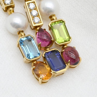 ブルガリ BVLGARI アレグラ マルチカラー イエローゴールド×マルチカラー K18YG ダイヤモンド パール マルチストーン ネックレス Au750 18K 18金 パール ペンダント カラフル セミプレシャスストーン