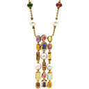 ブルガリ BVLGARI アレグラ マルチカラー イエローゴールド×マルチカラー K18YG ダイヤモンド パール マルチストーン ネックレス Au750 18K 18金 パール ペンダント カラフル セミプレシャスストーン