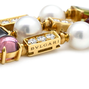 ブルガリ BVLGARI アレグラ マルチカラー イエローゴールド×マルチカラー K18YG ダイヤモンド パール マルチストーン ネックレス Au750 18K 18金 パール ペンダント カラフル セミプレシャスストーン