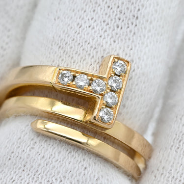 ティファニー Tiffany & Co Tスクエア ラップ ピンクゴールド K18PG ダイヤモンド リング 指輪 AU750 18K ダイヤモンド 6号