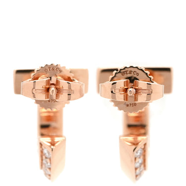 ティファニー Tiffany & Co Tワン フープ ダイヤ ローズゴールド K18PG ダイヤモンド ピアス ピンクゴールド 750 18K 18金