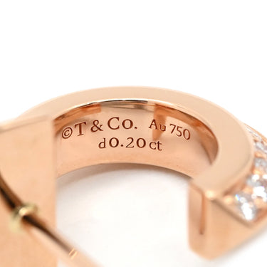 ティファニー Tiffany & Co Tワン フープ ダイヤ ローズゴールド K18PG ダイヤモンド ピアス ピンクゴールド 750 18K 18金