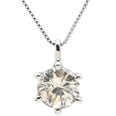 ノンブランド NON BRAND ダイヤ ペンダント プラチナシルバー Pt900 ダイヤモンド Pt850(チェーン) ネックレス プラチナム 1P 1石 1粒 ソリティア 6本爪 ラウンド ベネチアンチェーン マチネサイズ