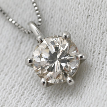 ノンブランド NON BRAND ダイヤ ペンダント プラチナシルバー Pt900 ダイヤモンド Pt850(チェーン) ネックレス プラチナム 1P 1石 1粒 ソリティア 6本爪 ラウンド ベネチアンチェーン マチネサイズ