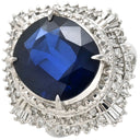 ノンブランド NON BRAND ブルーサファイア 6.6ct ダイヤリング プラチナシルバー Pt900 サファイア ダイヤモンド リング 指輪 青 ブルー 大粒 ラージ ブルー オーバルカット ひし形 Pt900 13号
