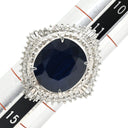 ノンブランド NON BRAND ブルーサファイア 6.6ct ダイヤリング プラチナシルバー Pt900 サファイア ダイヤモンド リング 指輪 青 ブルー 大粒 ラージ ブルー オーバルカット ひし形 Pt900 13号