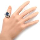ノンブランド NON BRAND ブルーサファイア 6.6ct ダイヤリング プラチナシルバー Pt900 サファイア ダイヤモンド リング 指輪 青 ブルー 大粒 ラージ ブルー オーバルカット ひし形 Pt900 13号