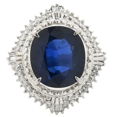 ノンブランド NON BRAND ブルーサファイア 6.6ct ダイヤリング プラチナシルバー Pt900 サファイア ダイヤモンド リング 指輪 青 ブルー 大粒 ラージ ブルー オーバルカット ひし形 Pt900 13号