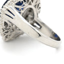 ノンブランド NON BRAND ブルーサファイア 6.6ct ダイヤリング プラチナシルバー Pt900 サファイア ダイヤモンド リング 指輪 青 ブルー 大粒 ラージ ブルー オーバルカット ひし形 Pt900 13号