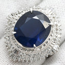ノンブランド NON BRAND ブルーサファイア 6.6ct ダイヤリング プラチナシルバー Pt900 サファイア ダイヤモンド リング 指輪 青 ブルー 大粒 ラージ ブルー オーバルカット ひし形 Pt900 13号