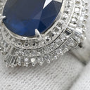 ノンブランド NON BRAND ブルーサファイア 6.6ct ダイヤリング プラチナシルバー Pt900 サファイア ダイヤモンド リング 指輪 青 ブルー 大粒 ラージ ブルー オーバルカット ひし形 Pt900 13号