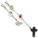 ノンブランド NON BRAND ダイヤ アクアマリン ペリドット ガーネット ブラックダイヤ ホワイトゴールド K18WG ダイヤモンド アクアマリン ペリドット ガーネット ブラックダイヤモンド ペンダントトップ ネックレストップ 18K 18金 750 十字架 2点セット