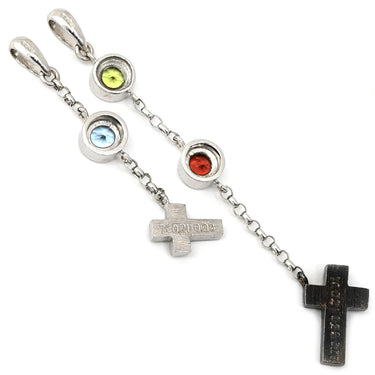 ノンブランド NON BRAND ダイヤ アクアマリン ペリドット ガーネット ブラックダイヤ ホワイトゴールド K18WG ダイヤモンド アクアマリン ペリドット ガーネット ブラックダイヤモンド ペンダントトップ ネックレストップ 18K 18金 750 十字架 2点セット