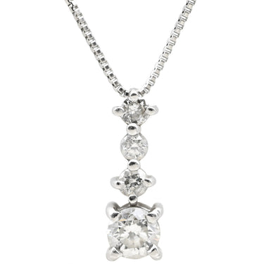 ノンブランド NON BRAND ダイヤ ペンダント プラチナシルバー Pt900 ダイヤモンド Pt850(チェーン) ネックレス プラチナム 4P 4石 4粒 ドロップ ラインストーン バートップ