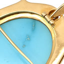 ノンブランド NON BRAND ターコイズ ダイヤ イエローゴールド K18YG ターコイズ ダイヤモンド ブローチ 青 彫刻 ペンダントトップ