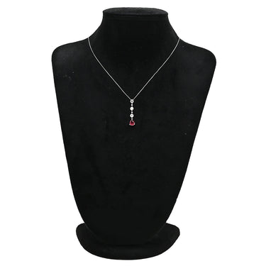 ノンブランド NON BRAND ダイヤ ペンダント レッド×プラチナシルバー Pt900 ダイヤモンド Pt850(チェーン) ネックレス Pt900 プラチナム 赤 ルビー しずく型 ドロップ ラインストーン ベネチアンチェーン