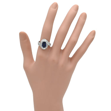 ノンブランド NON BRAND ブルーサファイア ダイヤリング プラチナシルバー Pt900 サファイア ダイヤモンド リング 指輪 ロイヤルブルー 青 13.5号